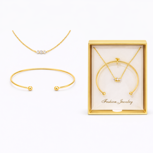 طقم السوار والطوق الذهبي الناعم