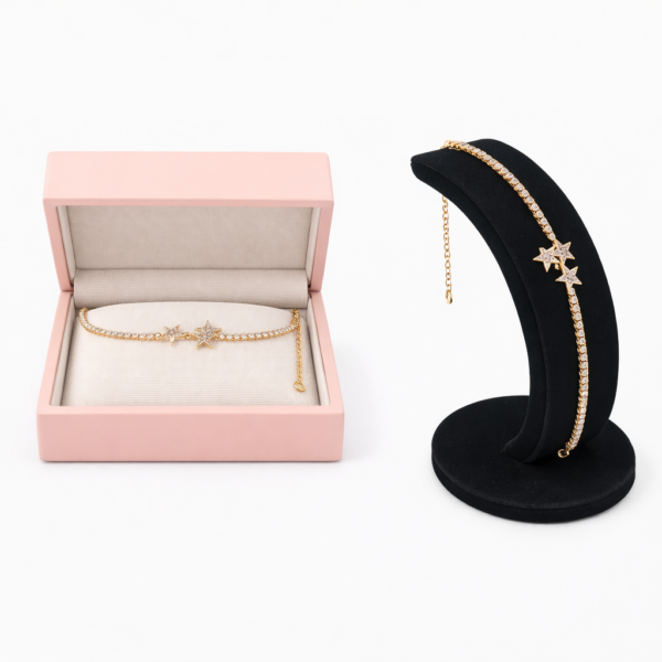 سوار النجوم الذهبي بالكريستال اللامع