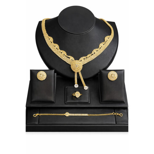 طقم اللؤلؤة الماسية الذهبي