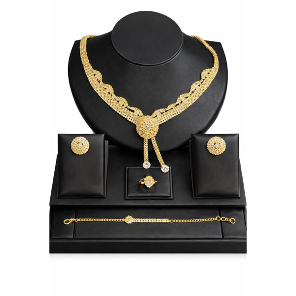 طقم اللؤلؤة الماسية الذهبي