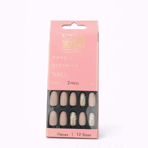 أظافر تركيب فاخرة جلتر مع لون نيود – Easy Press-On Nails