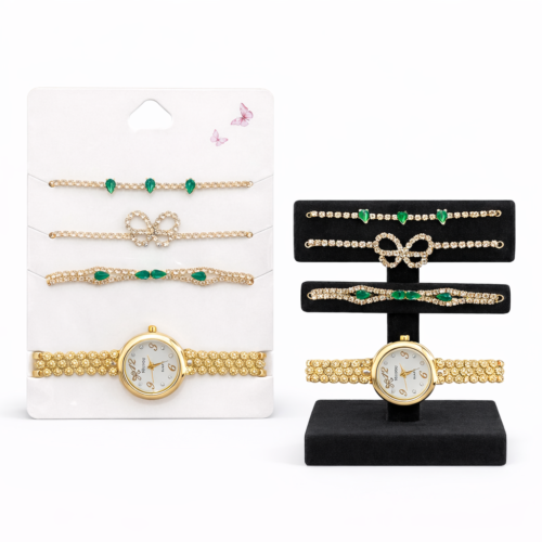 طقم أناقة الزمرد الذهبي