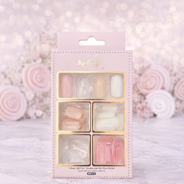 طقم أظافر جل جاهزة متعددة المقاسات – Natural Nude Set