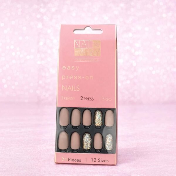 أظافر تركيب فاخرة جلتر مع لون نيود – Easy Press-On Nails